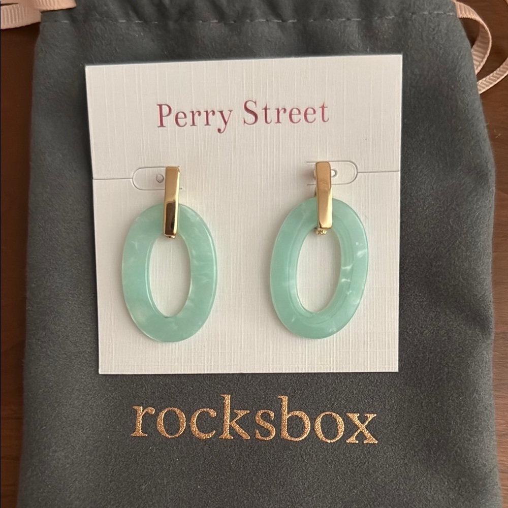 Blue and Gold Oval Hoop Earrings with Cutout Design